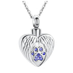 Print Pet Ashes Cremation Angel Wing Heart Pendant