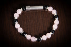Rose Quartz and Onyx Healing Bracelet for Hair Fur or Ash