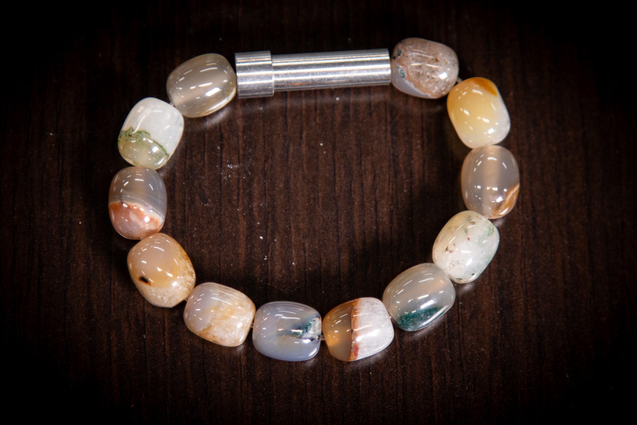Agate Barrel Healing Bracelet for Hair Fur or Ash