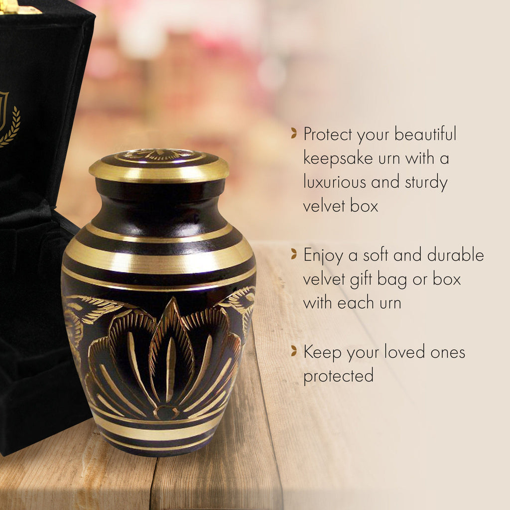 Black Majestic Radiance Cremation Urns for Human Ashes - Large Adult Funeral Urn