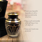 Black Majestic Radiance Cremation Urns for Human Ashes - Large Adult Funeral Urn