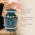 Teal Majestic Radiance Cremation Urns for Human Ashes - Large Adult Funeral Urn