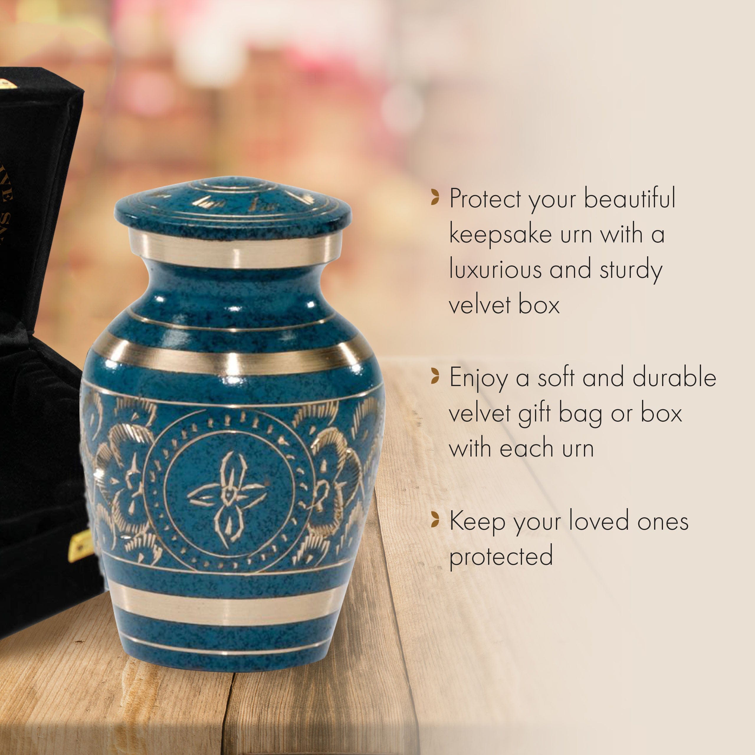 Teal Majestic Radiance Cremation Urns for Human Ashes - Large Adult Funeral Urn