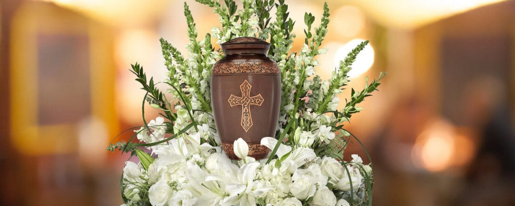 Bronze Cross Cremation Urns for Human Ashes - Large Adult Funeral Urn