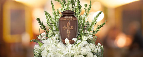 Bronze Cross Cremation Urns for Human Ashes - Large Adult Funeral Urn