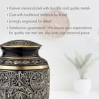 Black Majestic Radiance Cremation Urns for Human Ashes - Large Adult Funeral Urn