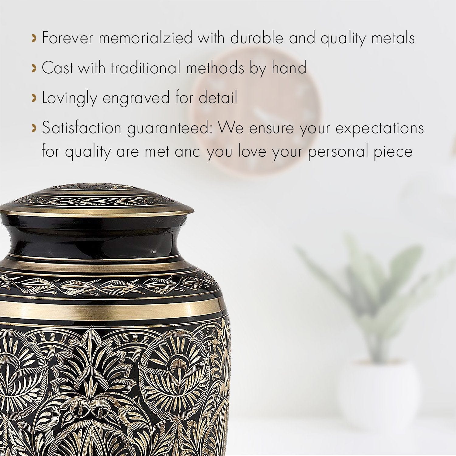 Black Majestic Radiance Cremation Urns for Human Ashes - Large Adult Funeral Urn