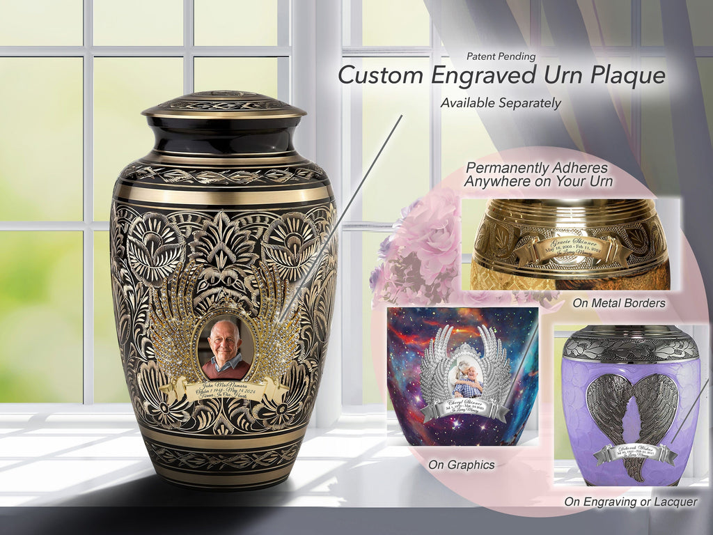 Black Majestic Radiance Cremation Urns for Human Ashes - Large Adult Funeral Urn