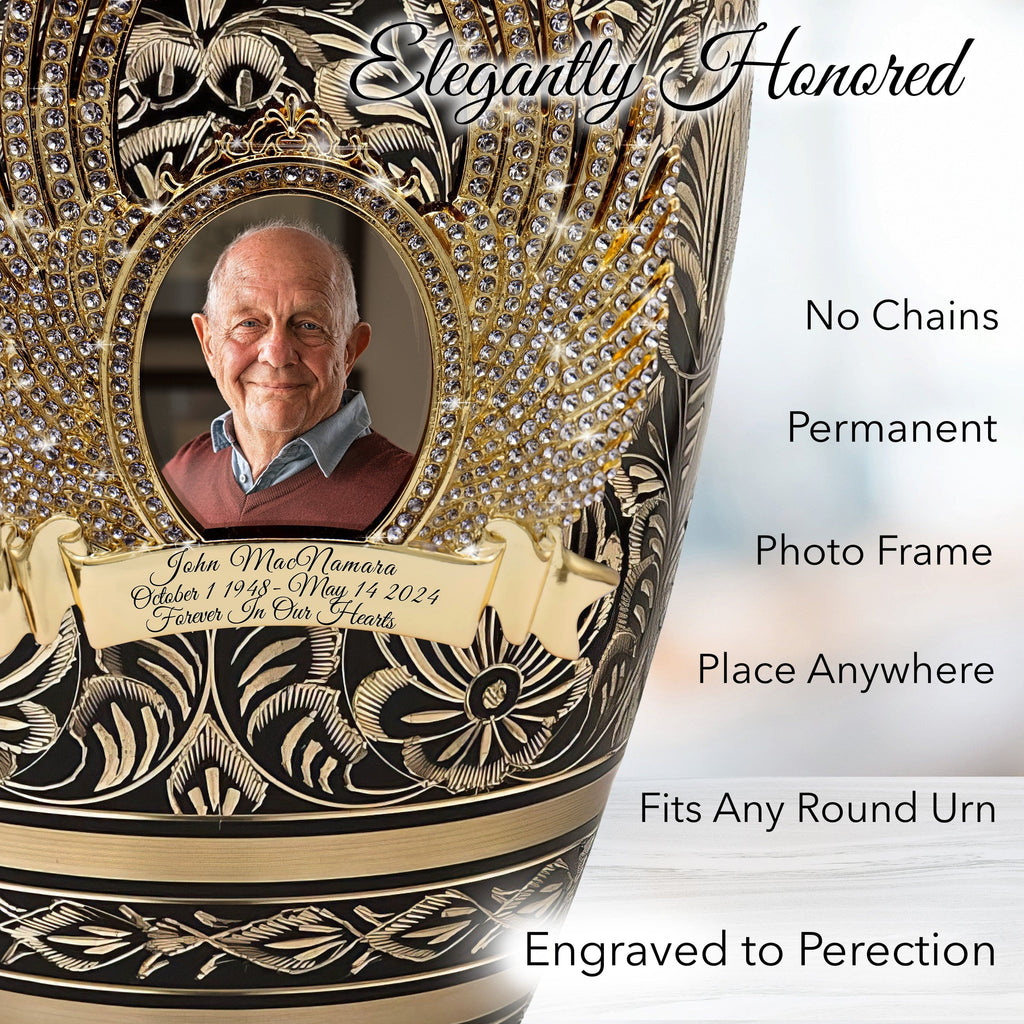 Black Majestic Radiance Cremation Urns for Human Ashes - Large Adult Funeral Urn