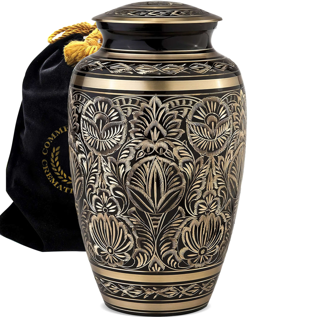 Black Majestic Radiance Cremation Urns for Human Ashes - Large Adult Funeral Urn