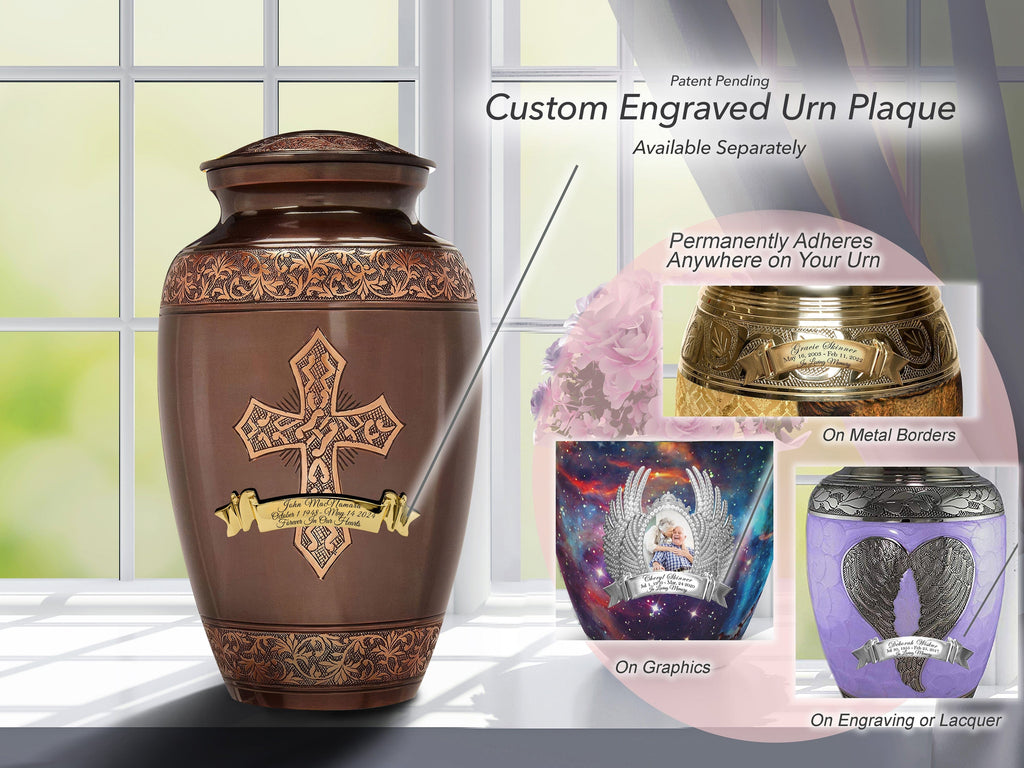 Bronze Cross Cremation Urns for Human Ashes - Large Adult Funeral Urn