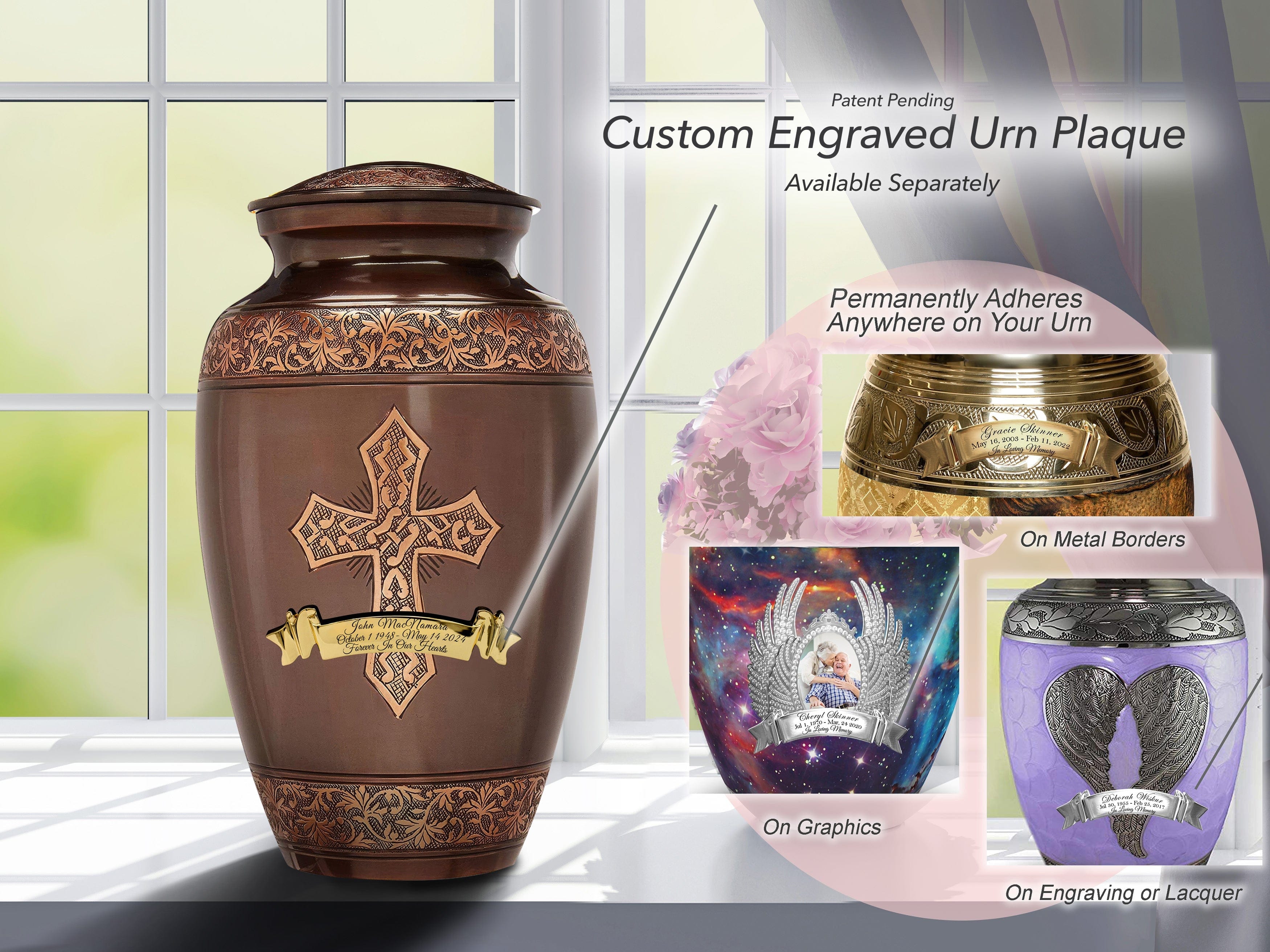 Bronze Cross Cremation Urns for Human Ashes - Large Adult Funeral Urn