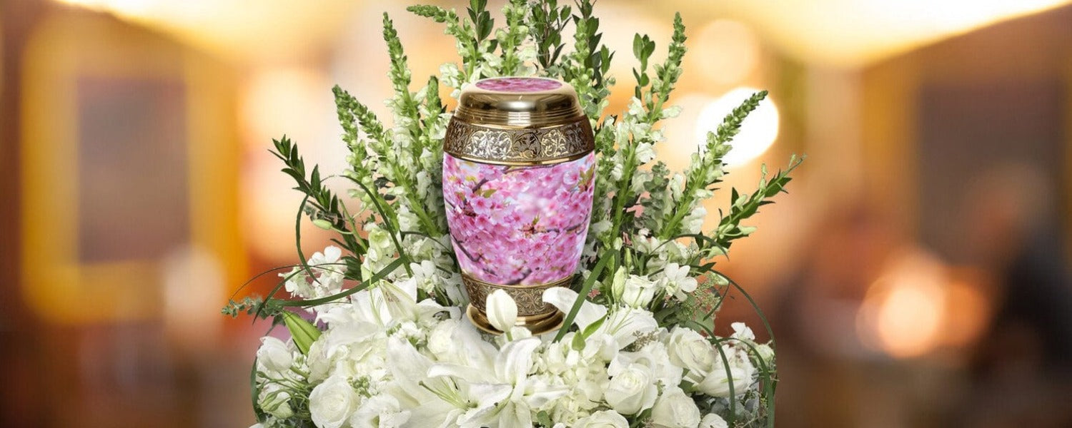 Cherry Blossom Extra Large Urn or Companion Urn – Extra Large Urns for Human Ashes | XL Urn & XXL Urn