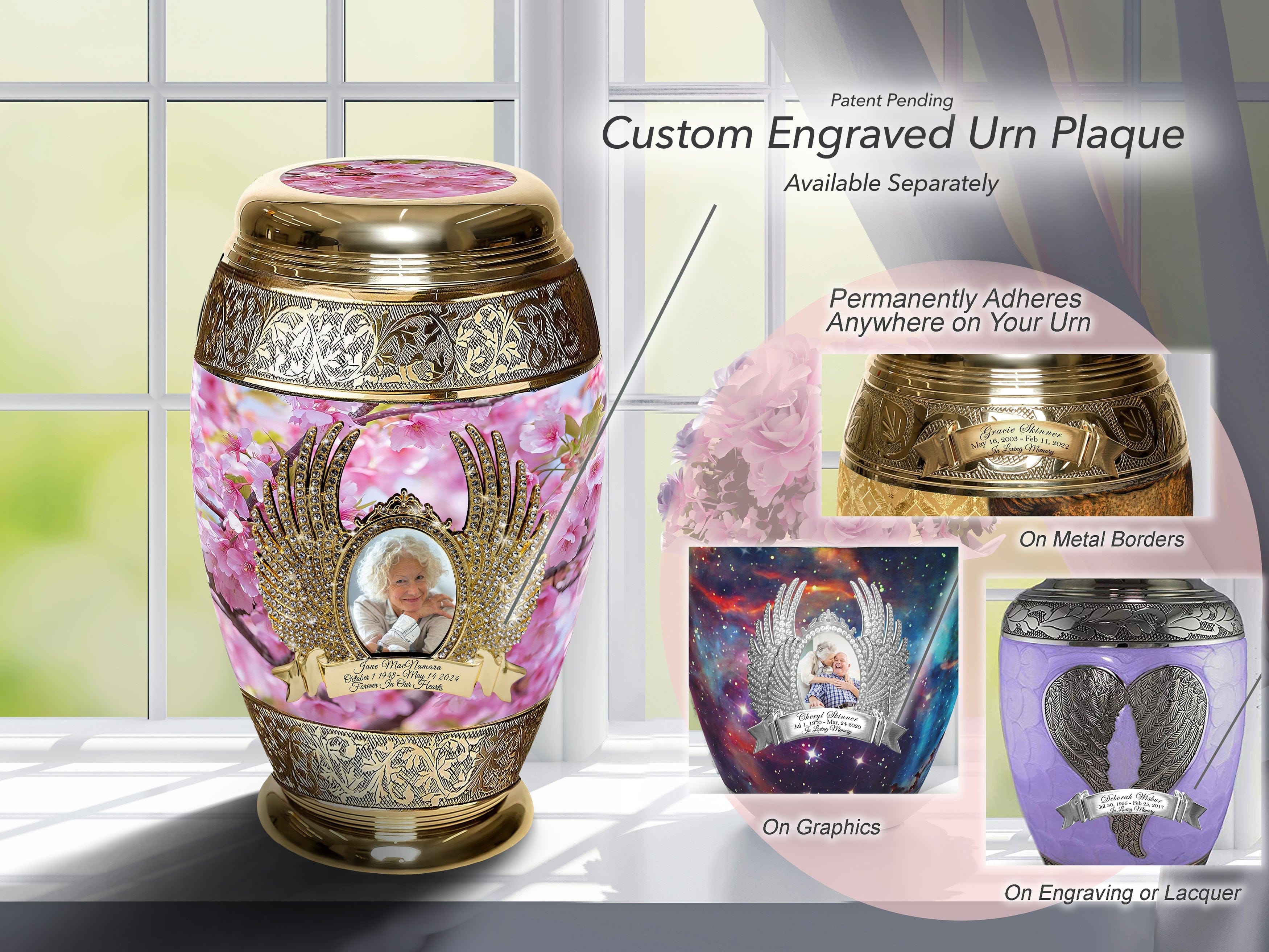 Cherry Blossom Extra Large Urn or Companion Urn – Extra Large Urns for Human Ashes | XL Urn & XXL Urn