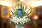 Glory to God Teal Cross Extra Large Urn or Companion Urn – Extra Large Urns for Human Ashes | XL Urn & XXL Urn