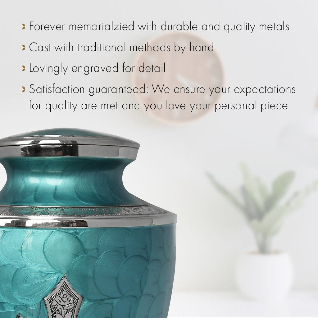 Glory to God Teal Cross Extra Large Urn or Companion Urn – Extra Large Urns for Human Ashes | XL Urn & XXL Urn