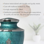 Glory to God Teal Cross Extra Large Urn or Companion Urn – Extra Large Urns for Human Ashes | XL Urn & XXL Urn