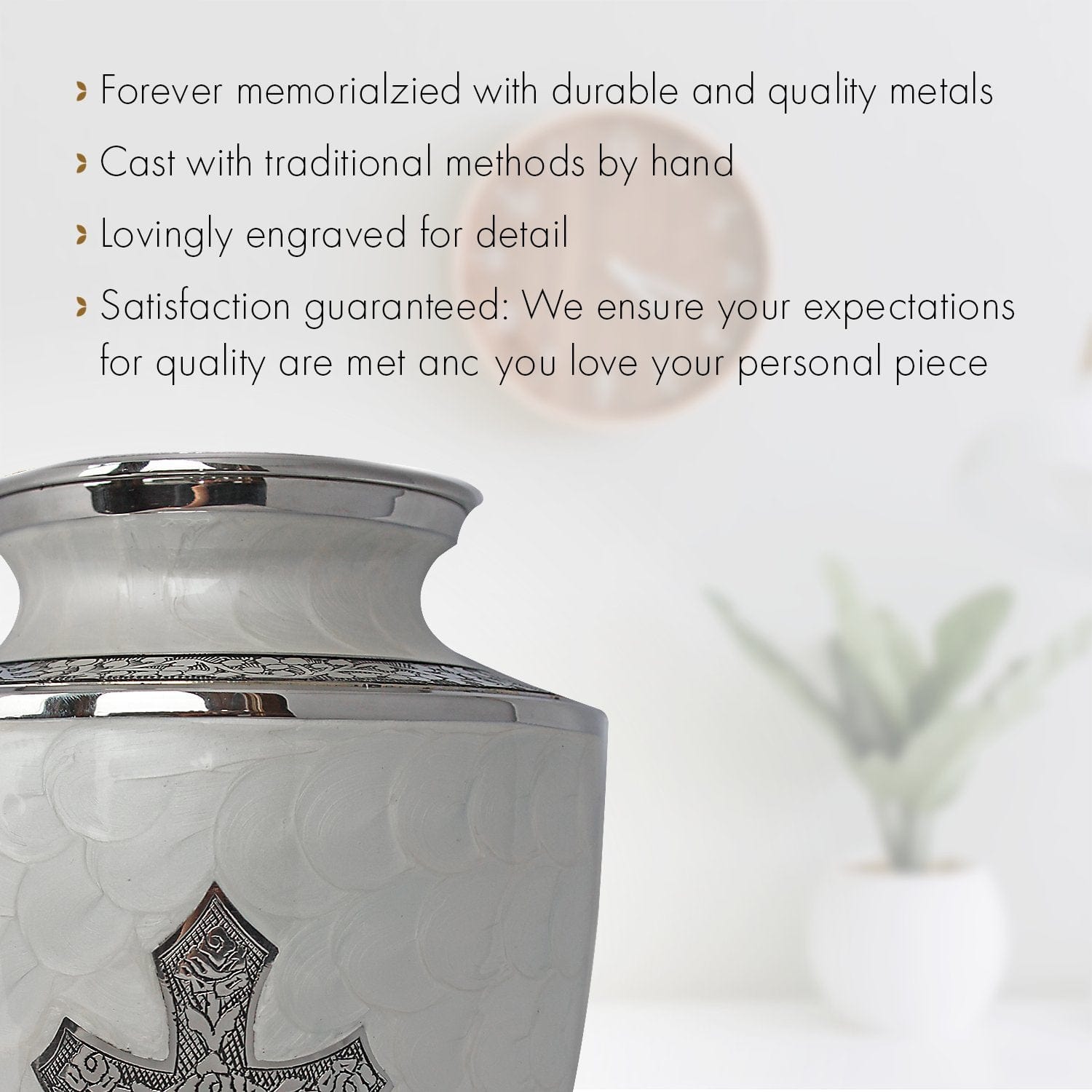 Glory to God White Cross Cremation Urns for Human Ashes - Large Adult Funeral Urn