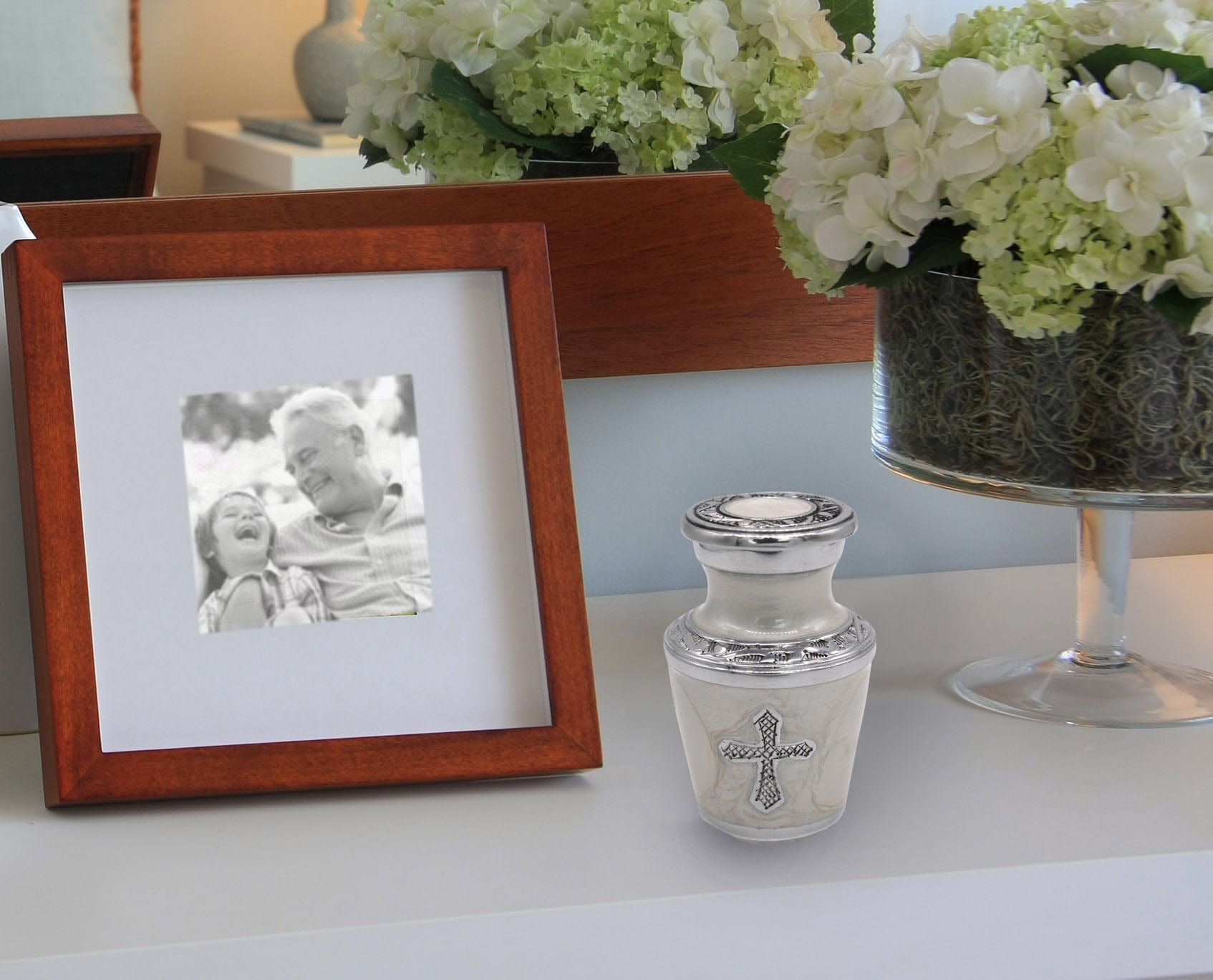 Glory to God White Cross Cremation Urns for Human Ashes - Large Adult Funeral Urn