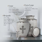 Glory to God White Cross Cremation Urns for Human Ashes - Large Adult Funeral Urn