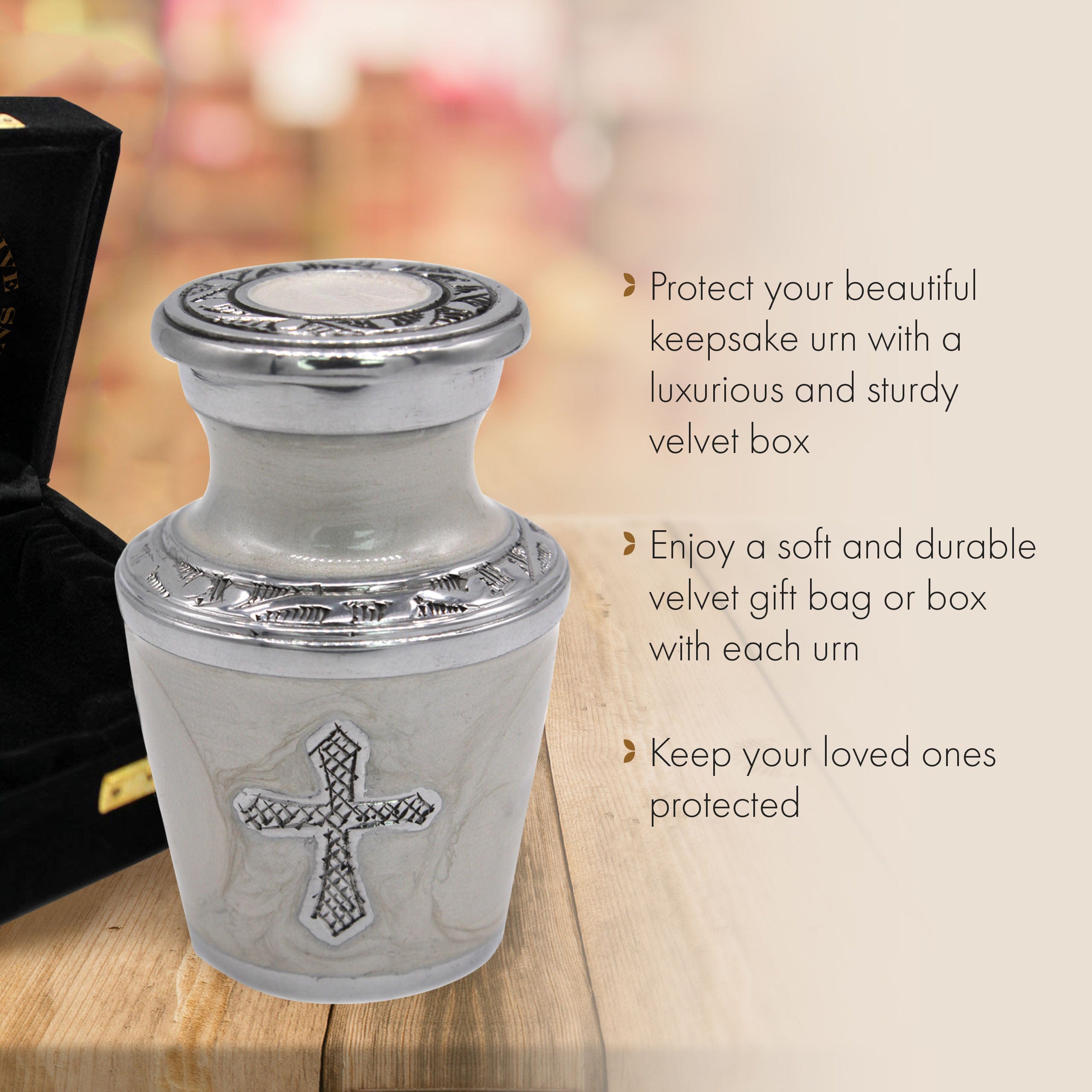 Glory to God White Cross Cremation Urns for Human Ashes - Large Adult Funeral Urn
