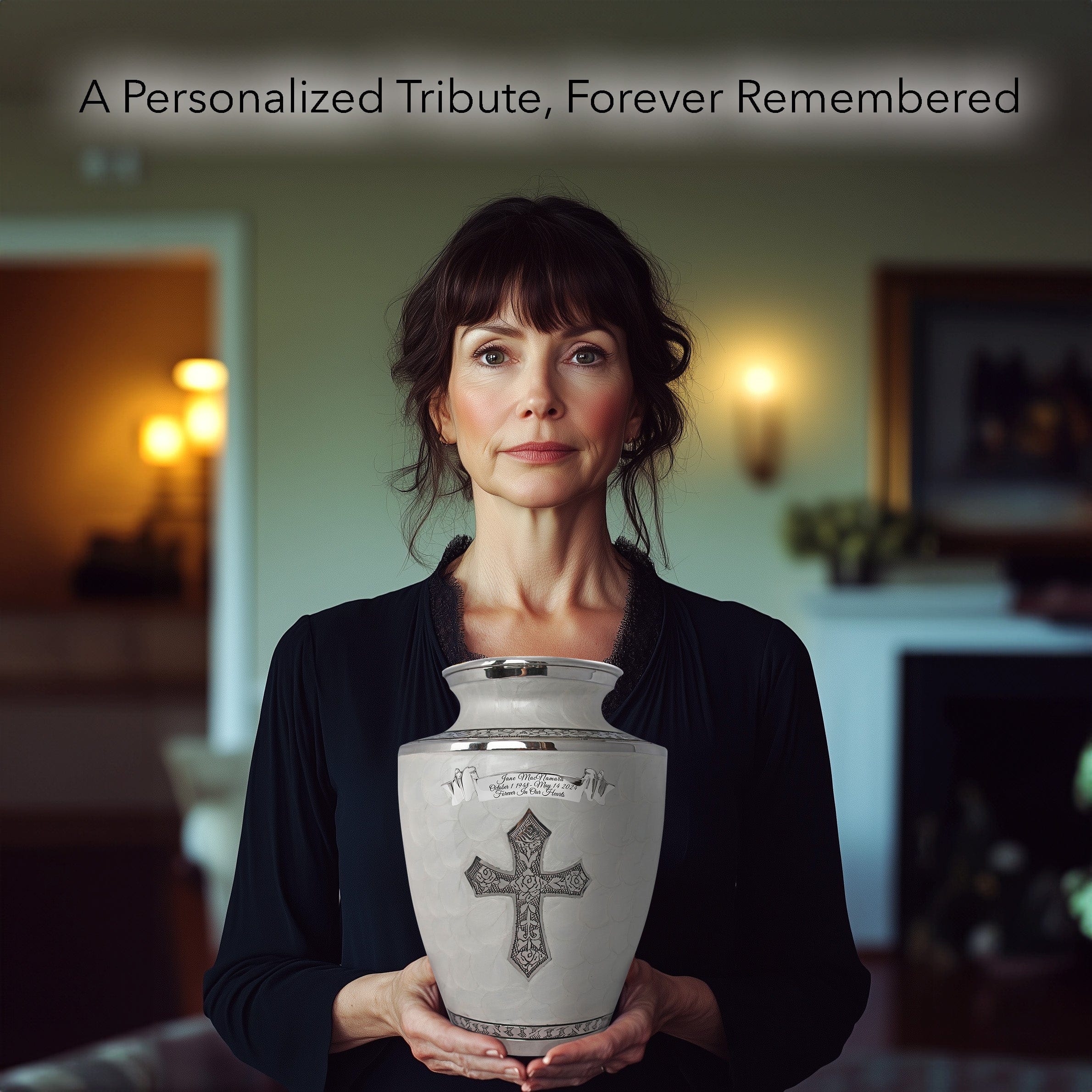 Glory to God White Cross Cremation Urns for Human Ashes - Large Adult Funeral Urn