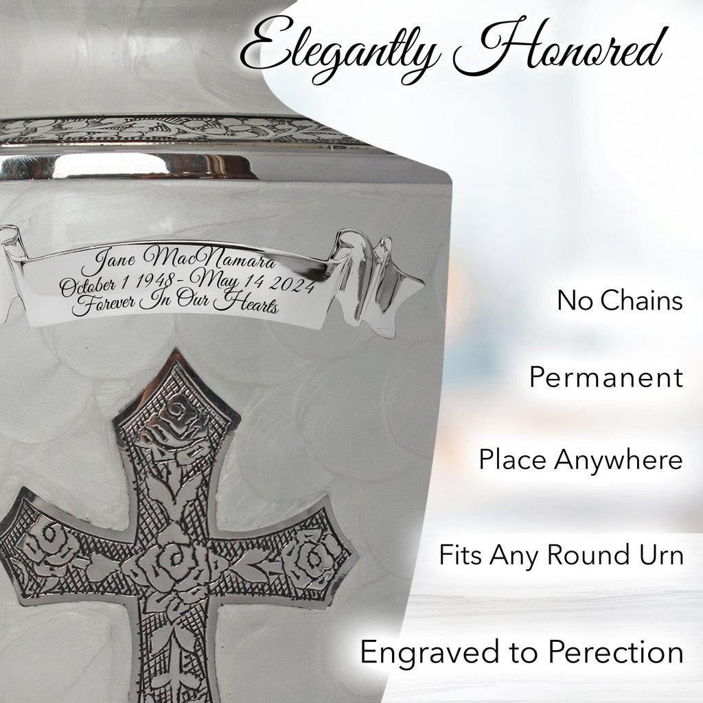 Glory to God White Cross Cremation Urns for Human Ashes - Large Adult Funeral Urn