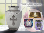 Glory to God White Cross Cremation Urns for Human Ashes - Large Adult Funeral Urn
