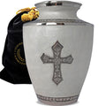 Glory to God White Cross Cremation Urns for Human Ashes - Large Adult Funeral Urn
