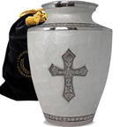 Glory to God White Cross Cremation Urns for Human Ashes - Large Adult Funeral Urn