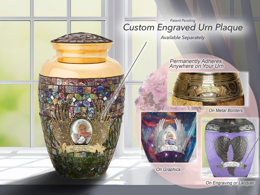 Gold Cracked Glass Cremation Urns for Human Ashes - Large Adult Funeral Urn