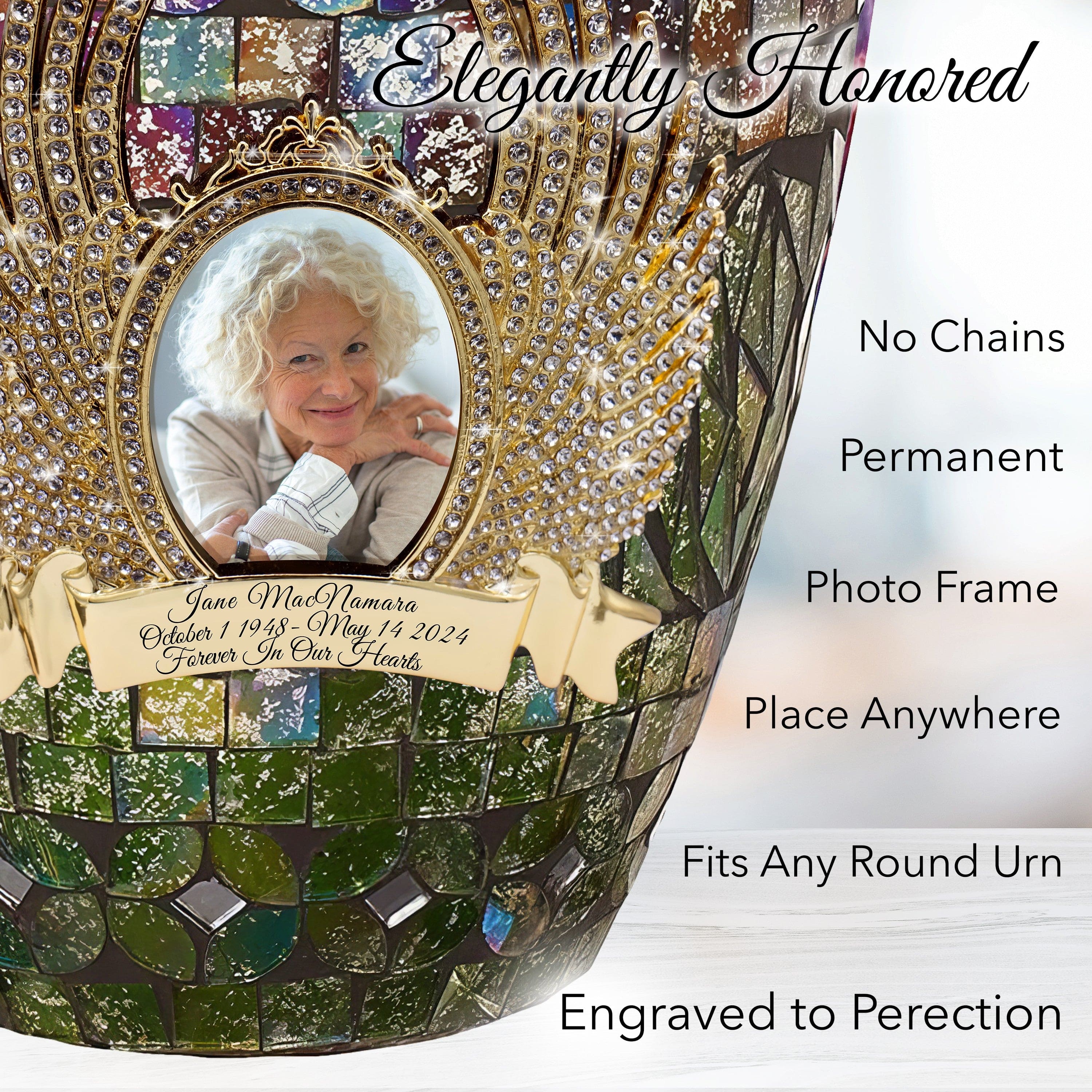 Gold Cracked Glass Cremation Urns for Human Ashes - Large Adult Funeral Urn