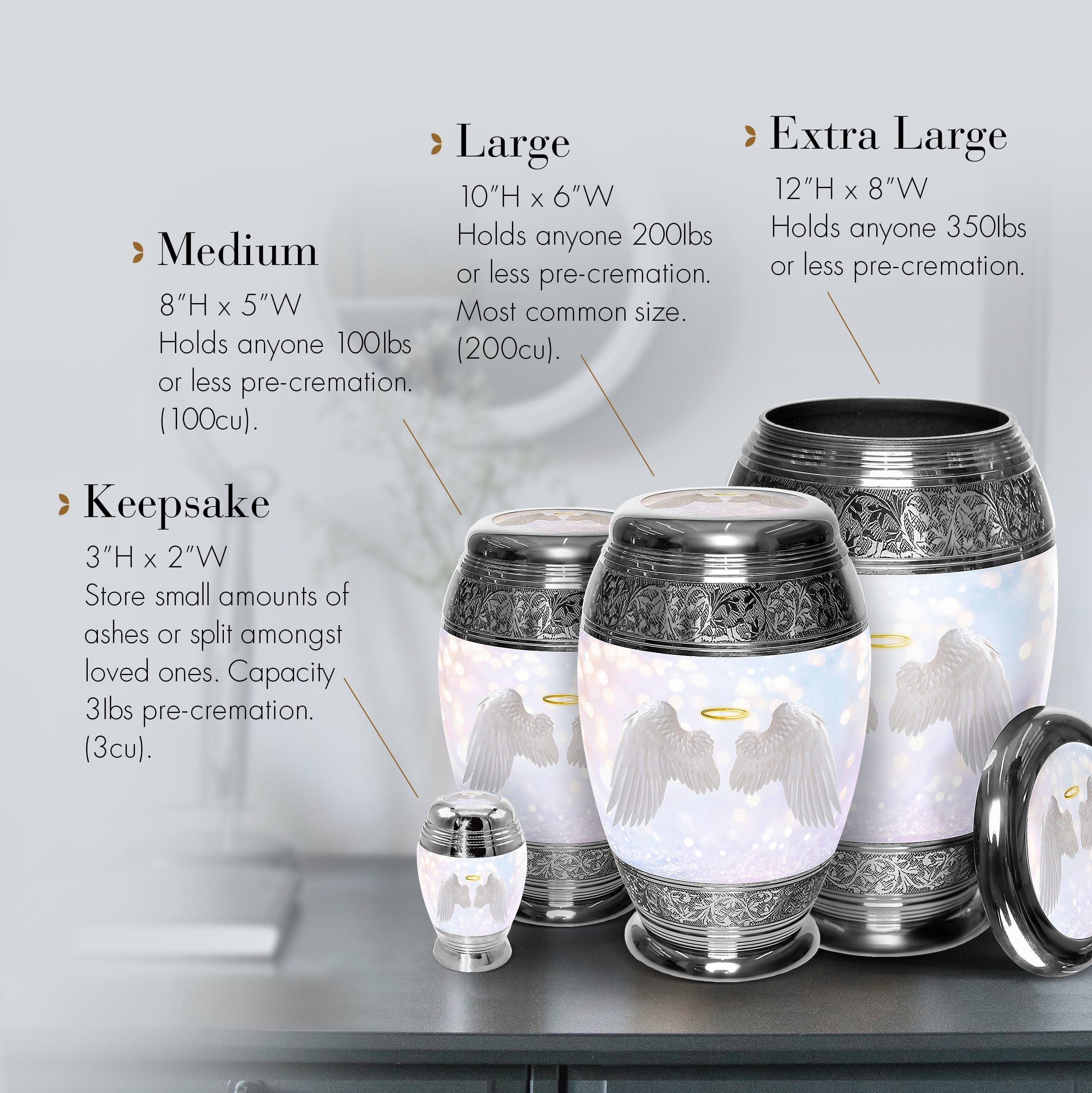 Guardian Angel Keepsake Urns – Tiny, Small & Mini Keepsake Urns for Ashes | Cremation Keepsakes