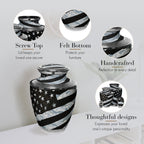 Air Force Tiger Stripe Flag Military Extra Large Urn or Companion Urn – Extra Large Urns for Human Ashes | XL Urn & XXL Urn