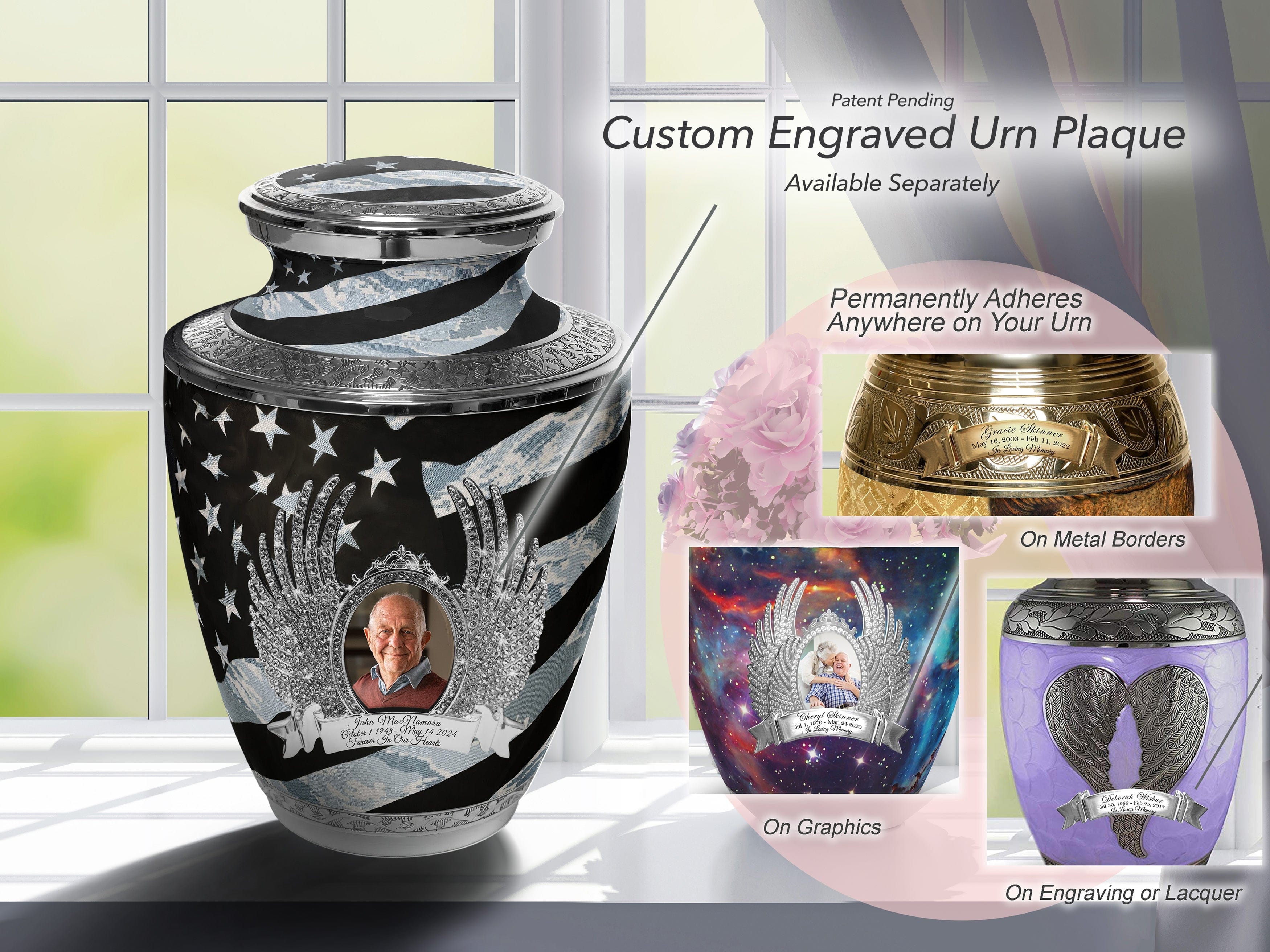 Air Force Tiger Stripe Flag Military Extra Large Urn or Companion Urn – Extra Large Urns for Human Ashes | XL Urn & XXL Urn