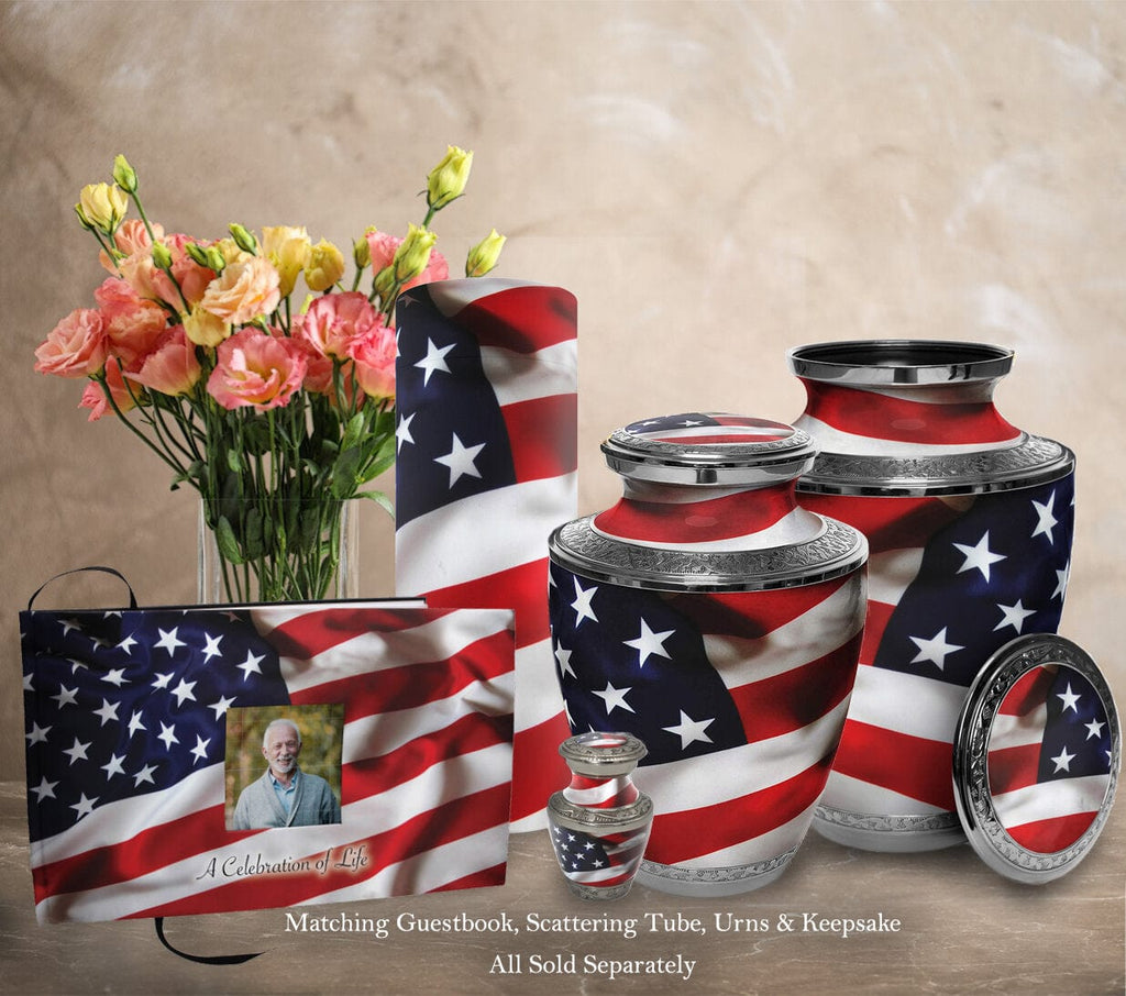 American Flag Extra Large Urn or Companion Urn – Extra Large Urns for Human Ashes | XL Urn & XXL Urn