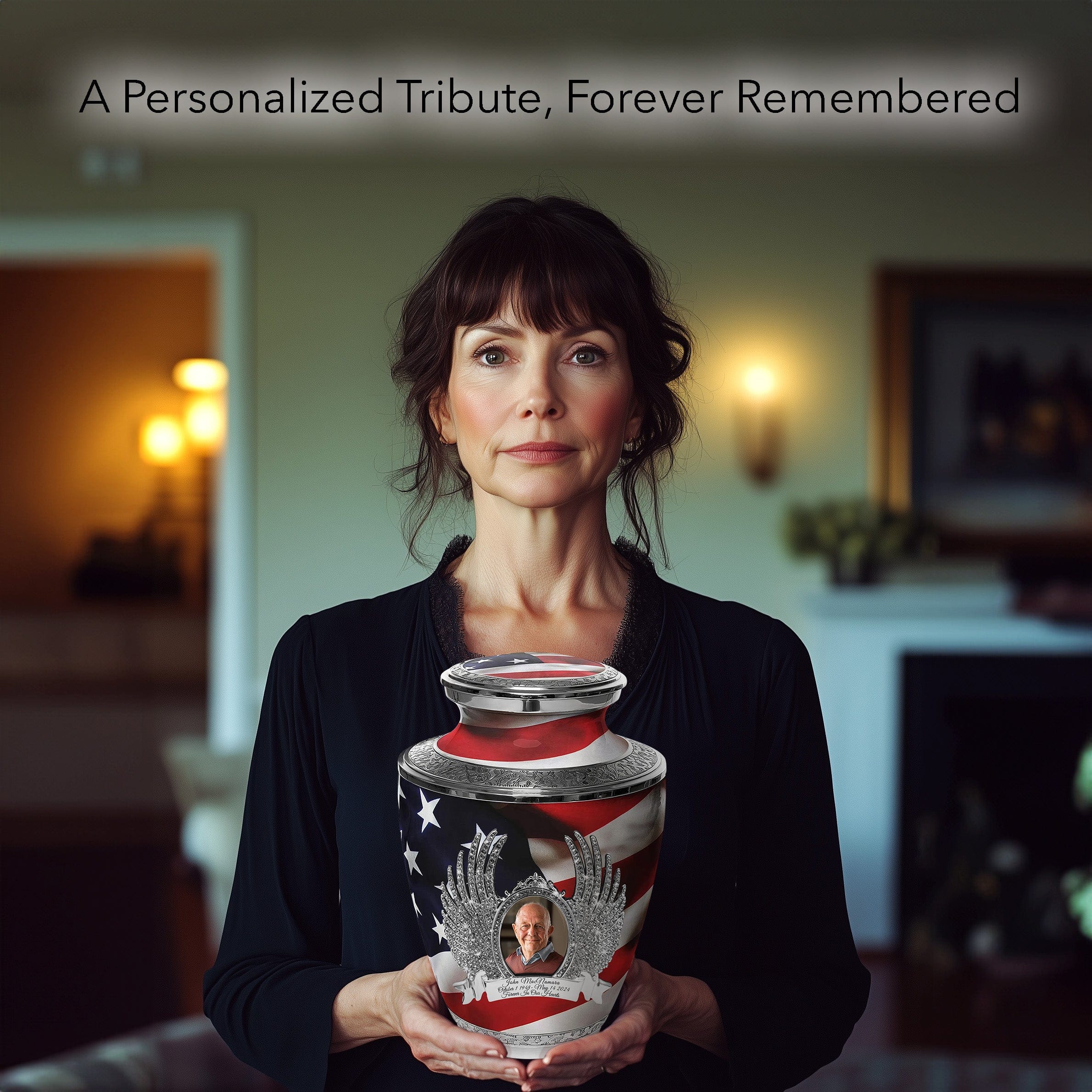 American Flag Extra Large Urn or Companion Urn – Extra Large Urns for Human Ashes | XL Urn & XXL Urn