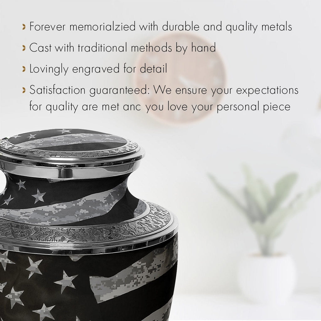 Army UCP Flag Military Cremation Urns for Human Ashes - Large Adult Funeral Urn