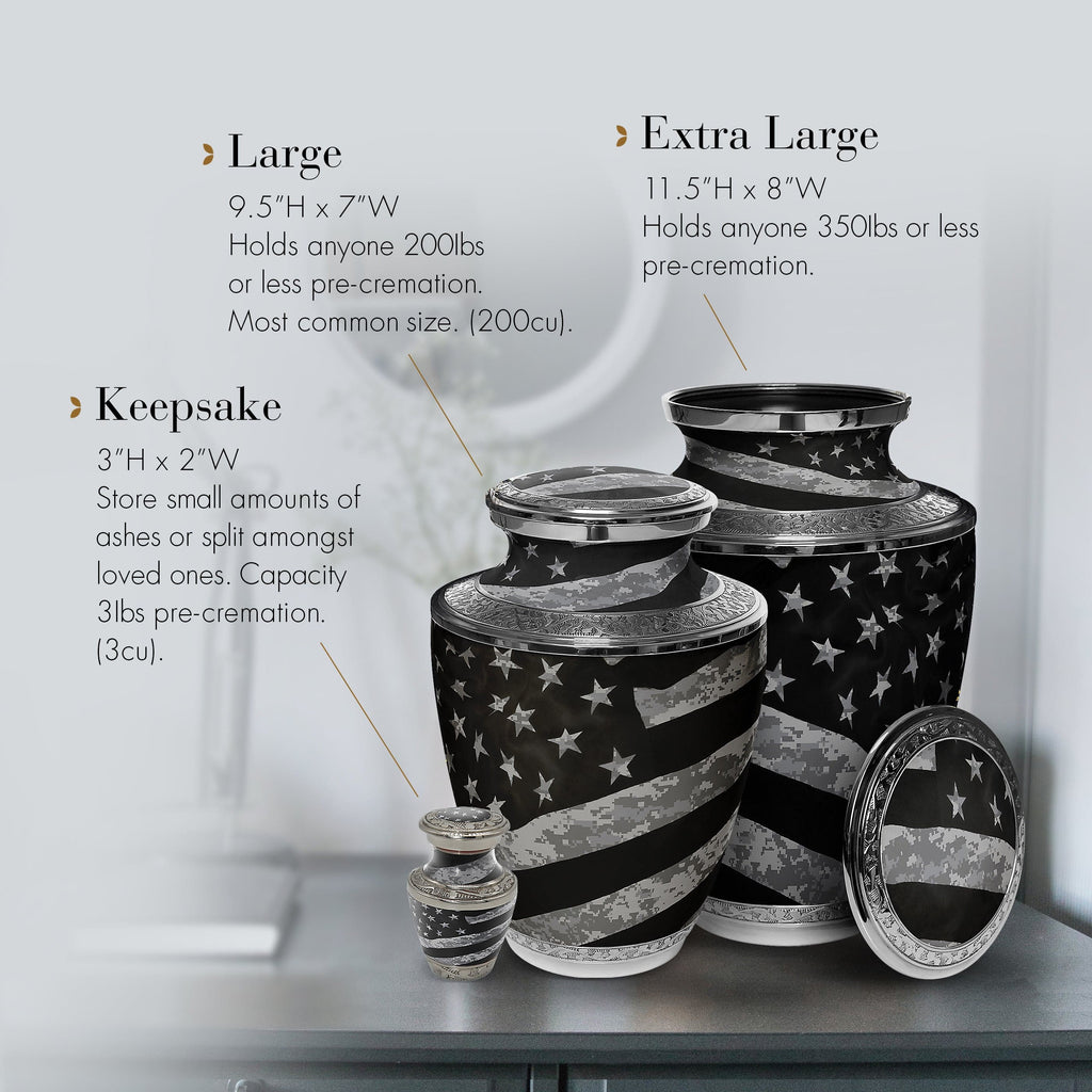 Army UCP Flag Military Extra Large Urn or Companion Urn – Extra Large Urns for Human Ashes | XL Urn & XXL Urn