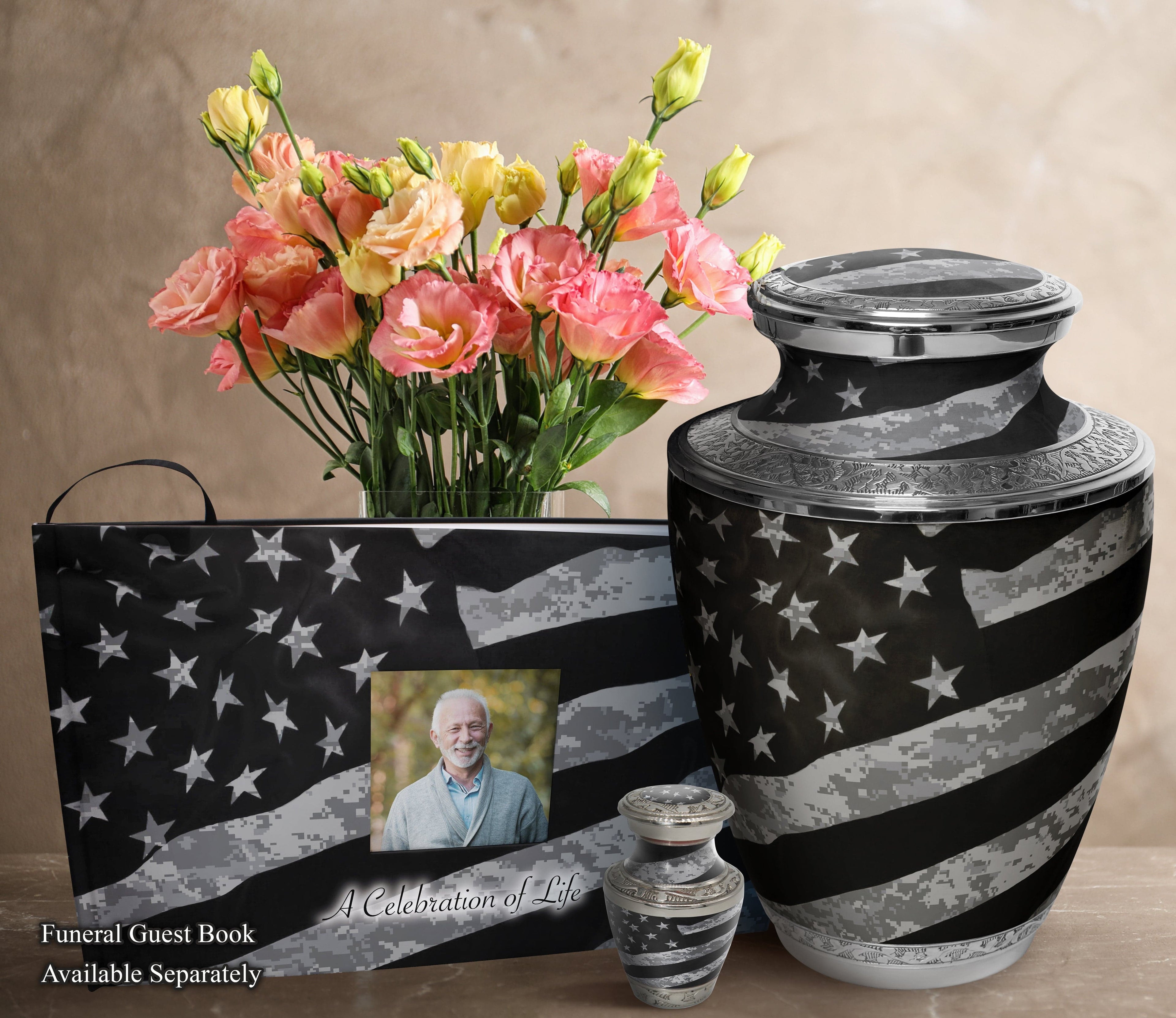 Army UCP Flag Military Extra Large Urn or Companion Urn – Extra Large Urns for Human Ashes | XL Urn & XXL Urn