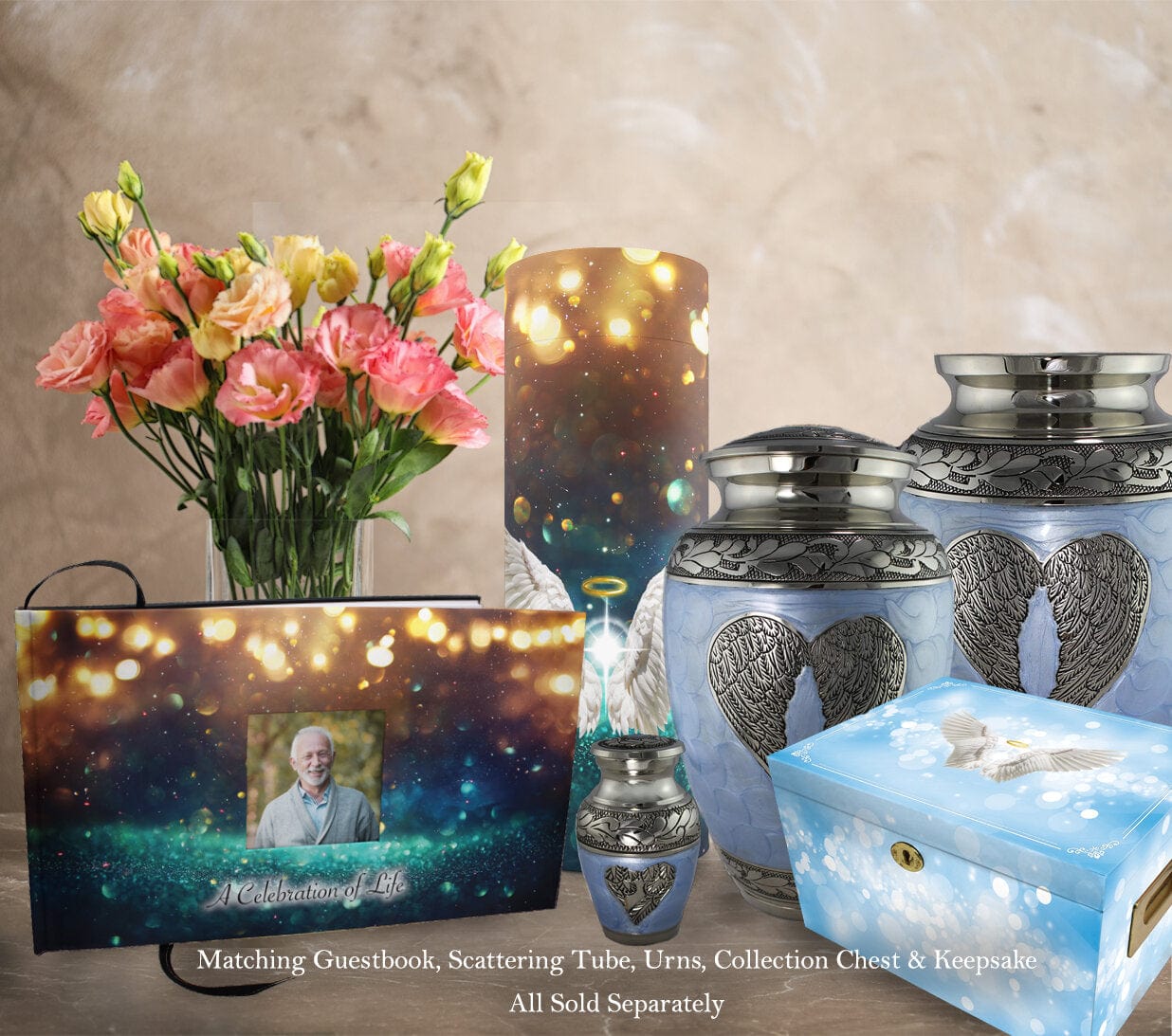 Blue Loving Angel Keepsake Urns – Tiny, Small & Mini Keepsake Urns for Ashes | Cremation Keepsakes