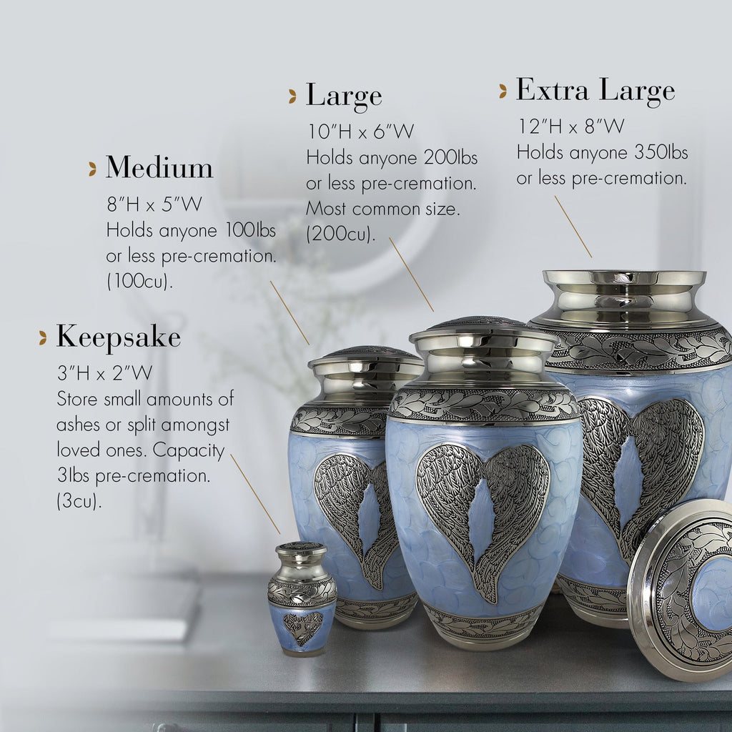 Blue Loving Angel Keepsake Urns – Tiny, Small & Mini Keepsake Urns for Ashes | Cremation Keepsakes