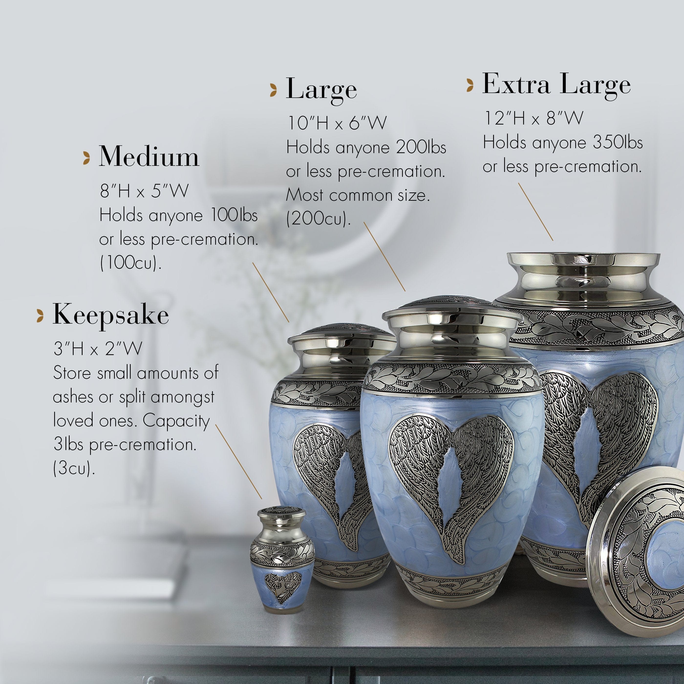 Blue Loving Angel Keepsake Urns – Tiny, Small & Mini Keepsake Urns for Ashes | Cremation Keepsakes