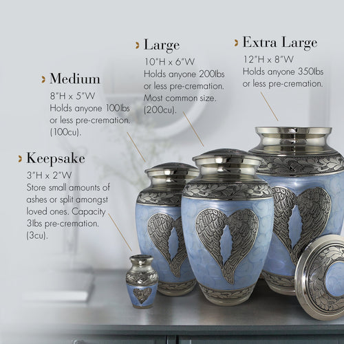 Blue Loving Angel Keepsake Urns – Tiny, Small & Mini Keepsake Urns for Ashes | Cremation Keepsakes