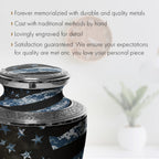 Navy Blue Camouflage Flag Military Extra Large Urn or Companion Urn – Extra Large Urns for Human Ashes | XL Urn & XXL Urn