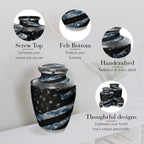 Navy Blue Camouflage Flag Military Extra Large Urn or Companion Urn – Extra Large Urns for Human Ashes | XL Urn & XXL Urn
