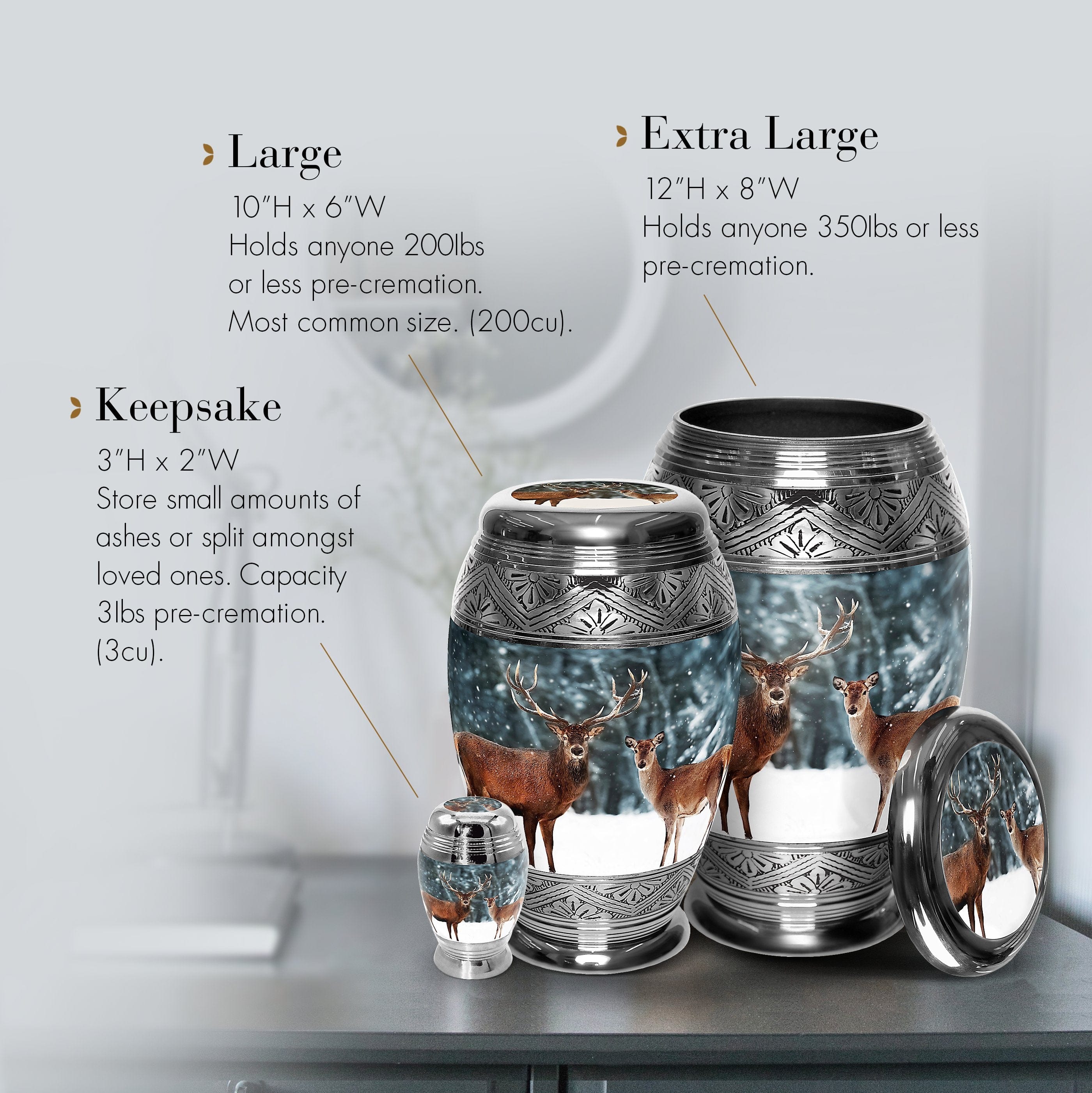 Divine Deer Keepsake Urns – Tiny, Small & Mini Keepsake Urns for Ashes | Cremation Keepsakes