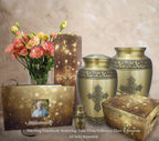Love of Christ Gold Cross Keepsake Urns – Tiny, Small & Mini Keepsake Urns for Ashes | Cremation Keepsakes