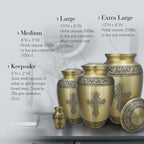 Love of Christ Gold Cross Extra Large Urn or Companion Urn – Extra Large Urns for Human Ashes | XL Urn & XXL Urn