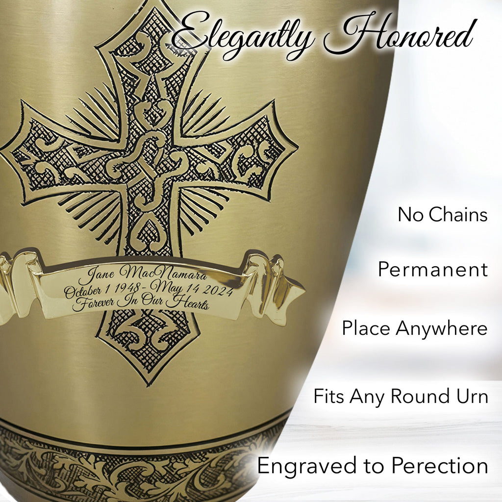 Love of Christ Gold Cross Extra Large Urn or Companion Urn – Extra Large Urns for Human Ashes | XL Urn & XXL Urn